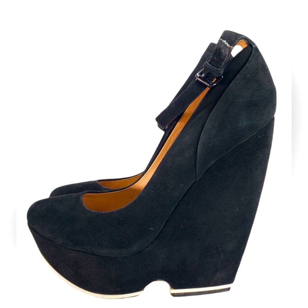 ✨🆕BNWOB!!L.A.M.B Gwen Stefani Havana Suede Black&White Wedges Size 8!NEVER WORN!